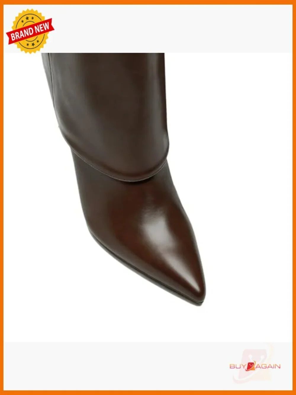 Fold Over Knee High Boots Pointed Toe Stiletto Heel Shark Tall Boots Leather